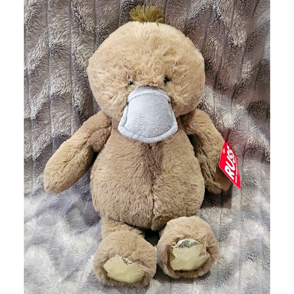 Russ Kellytoy Platypus Brown Gold Feet Plush Stuffed Animal Toy Doll 15"